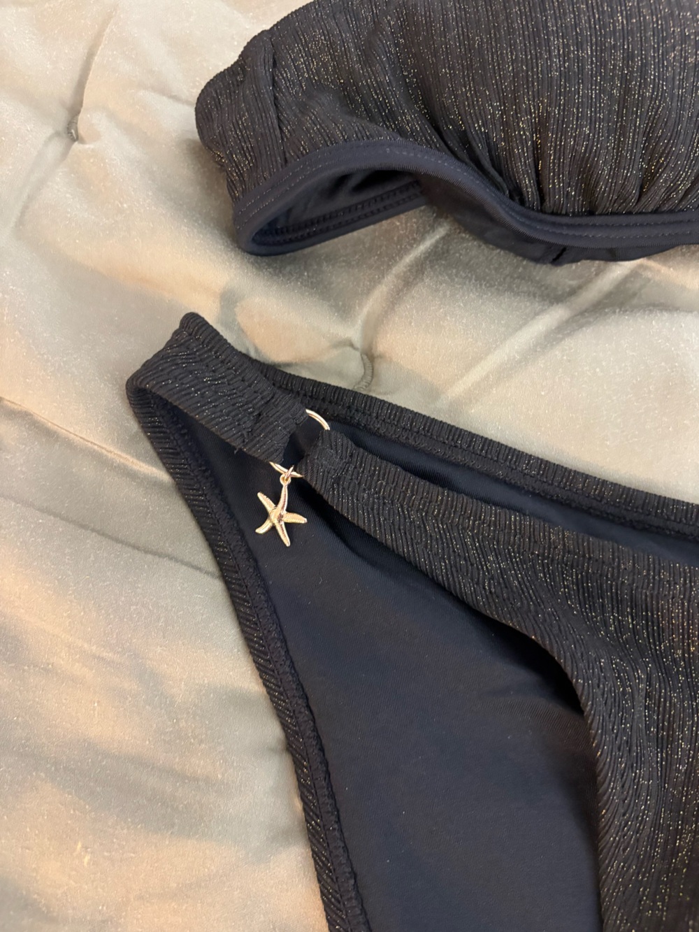 Cupshe Black Shimmer Triangle Bikini Set - Picture 5 of 8